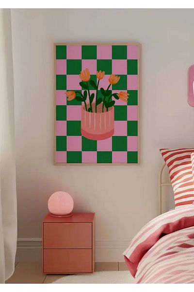 NT Handmade Έγχρωμη αφηρημένη ζωγραφική τοίχου με λουλούδια με φυσικό ξύλινο πλαίσιο UV – Μοντέρνα και κομψή διακόσμηση τοίχου