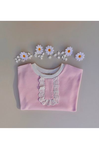Mama Miel Baby Tricou oversize roz cu detaliu Fisto - 100% bumbac