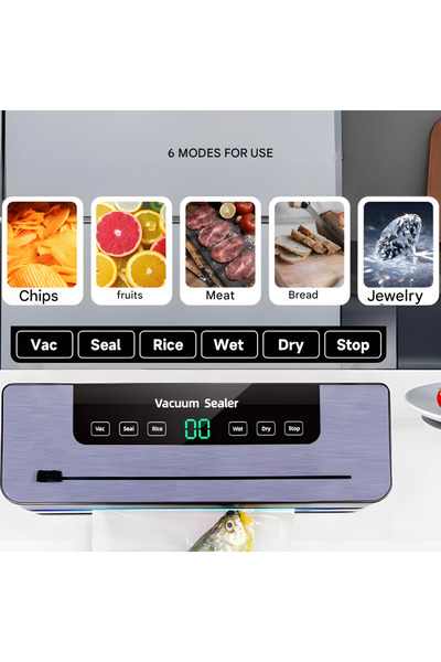 AYCB ™ Aparat profesional de etanșare în vid pentru alimente, afișaj LED, 6 moduri de vid, funcție de etanșare uscată și umedă