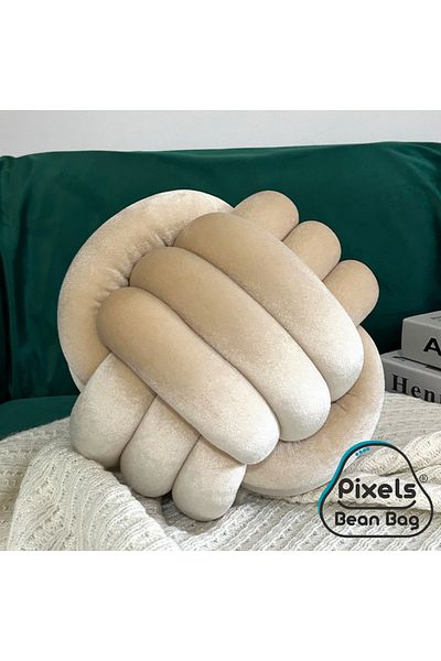 PixelsBeanBag 2 Pieces Soft Knotted Ball Pixel Bean Bag Pillow, Velvet Round Decorative Pillow for Home Decor