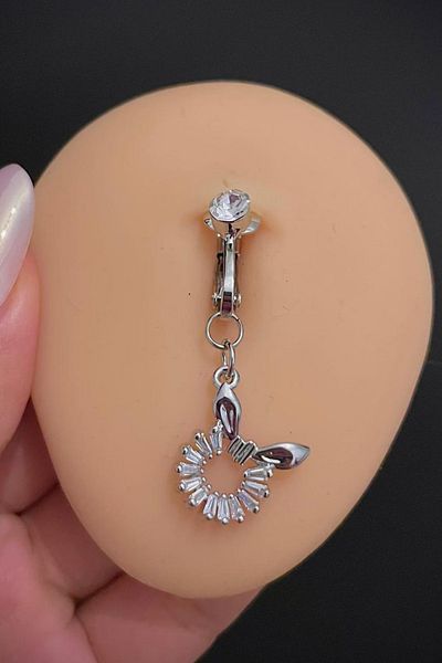 Blisse Piercing Women's Steel Zircon Stone Ear Circle Compression Non-Hole Navel Piercing