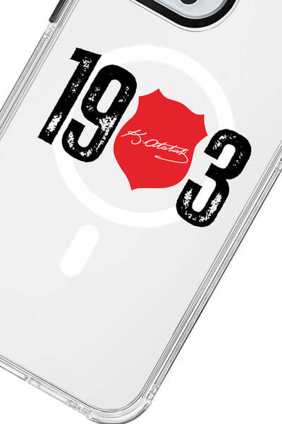 Beşiktaş حافظة هاتف متوافقة مع iPhone 13 Pro Max ATA Signature 1903 Magsafe شفافة مرخصة