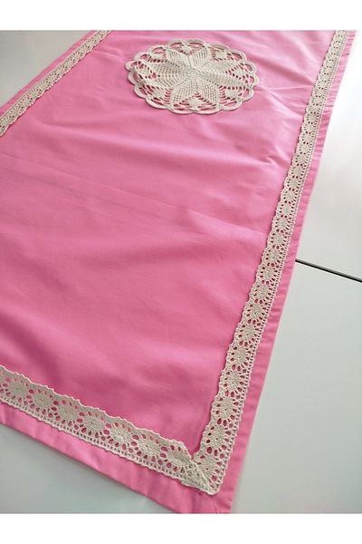 denizli hatırası Authentic Handmade Soft 100% Cotton Laced Runner 45X115 cm