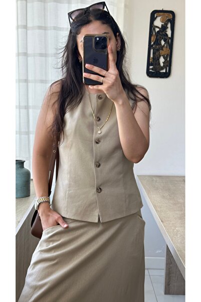 Dsa Fleur Kadın Keten Yelek