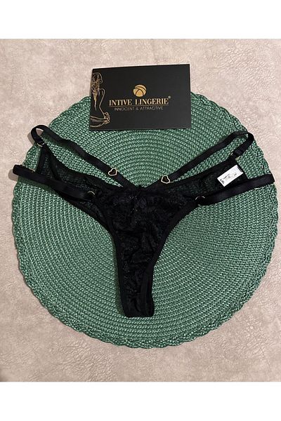İntive Lingerie Intive Heart Accessory Lace Back Tulle Detailed Design Thong