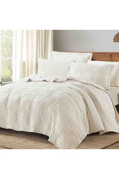 Alhabib bedding Clara Summer Light Compressed Double Bedspread Light Beige 6 Pieces