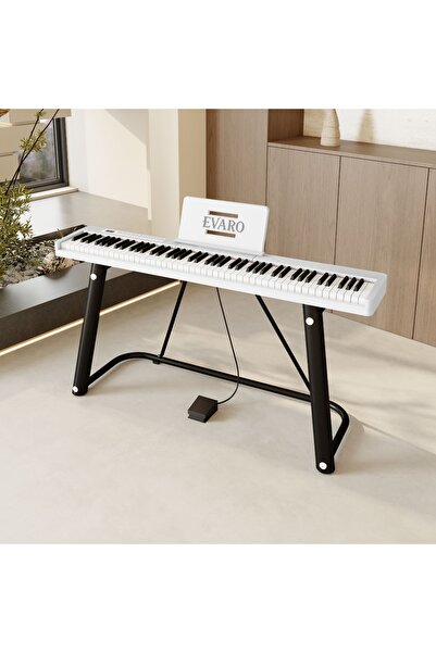 EVARO 88 tuşlu Piyano dijital ekran bluetooth 16 seviye tuş hasasiyeti Fransı...