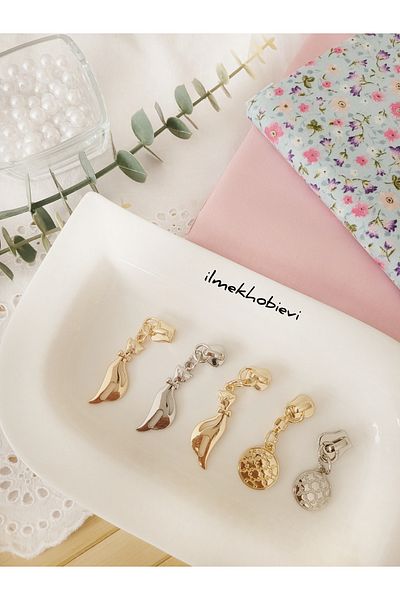ilmekhobievi Bag Zipper Head Luxury 4 Pieces Mixed Model Gold and Silver Color