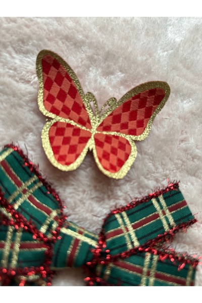 Marrone 1 брой дамаска панделка с пайети 1 брой дамаска пеперуда с пайети