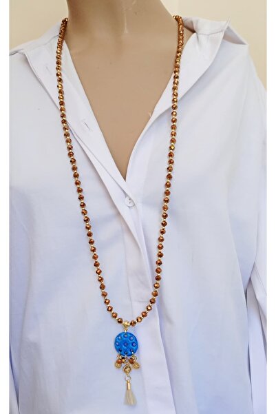 shop قلادة طويلة من الحجر الطبيعي السوري بحجر العين الشريرة، خيارات ألوان مختلفة