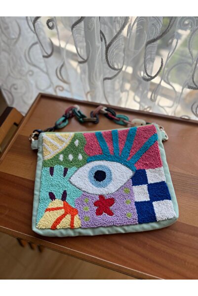 HelloPunch&Bags PUNCH KİŞİYE ÖZEL Tasarım Punch Nakışı Zarf Cluch