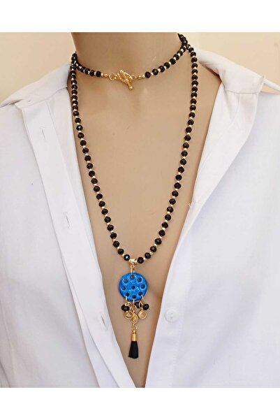 shop Uzun Doğal Taş Süryani Nazar Taşı Kolye Farklı Renk Seçenekleri