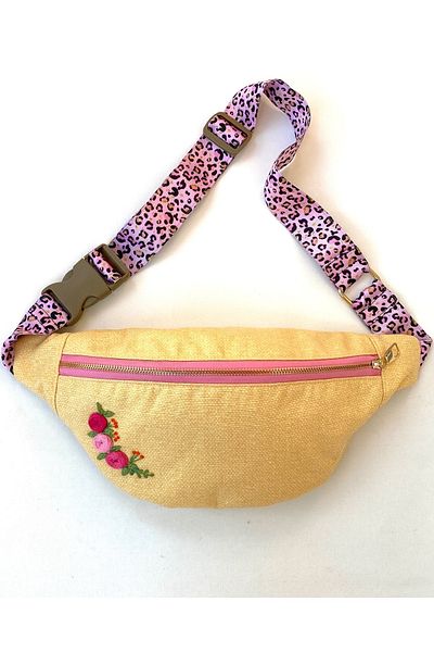 TALKING DREAMS Yellow Embroidery Pattern Waist Bag