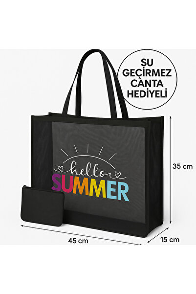 BLTBAGS SUMMER Kum Tutmaz Transparan File Kadın Plaj Çantası Küçük Cüzdan Hed...