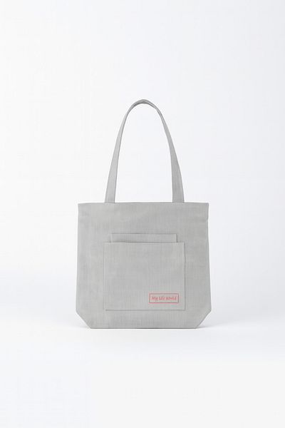 YUNUSOĞLU HOME Multi-Purpose Premium Life Printed Light Gray Dot Pattern Medium Size Canvas Hand and Shoulder Bag