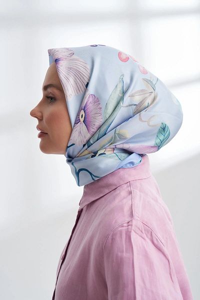 ARMANDA Premium Collection Magnolia Pattern Twill Silk Scarf - 4320-148