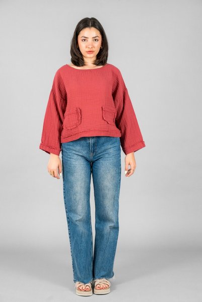 ASC SUN Cep Detail Long Sleeve Bluz