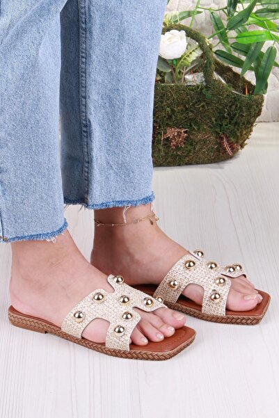 fort 014-25 Fls Buckle Detailed Holiday Slippers Daily Slippers Women's Slippers