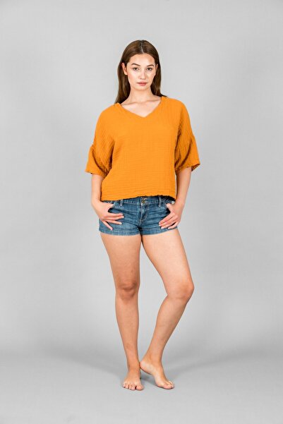 ASC SUN V-neck short sleeve blouse