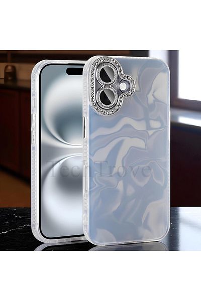 TechTrove حافظة iPhone 16 Plus ذات مظهر أنيق مع وسادة هوائية وتصميم تفاصيل حجرية لامعة