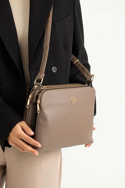 POLO CLUB Women's Soft Leather 4 Compartment Long Cross Strap Medium Size Useful Shoulder Bag (25X20 cm)