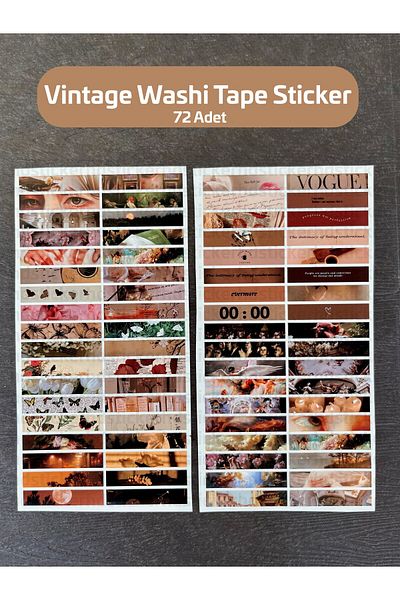 hdsticker Vintage Washi Tape Σετ αυτοκόλλητων – Σετ ρετρό αυτοκόλλητων για σημειωματάριο, ημερολόγιο, περιοδικό και άλμπουμ