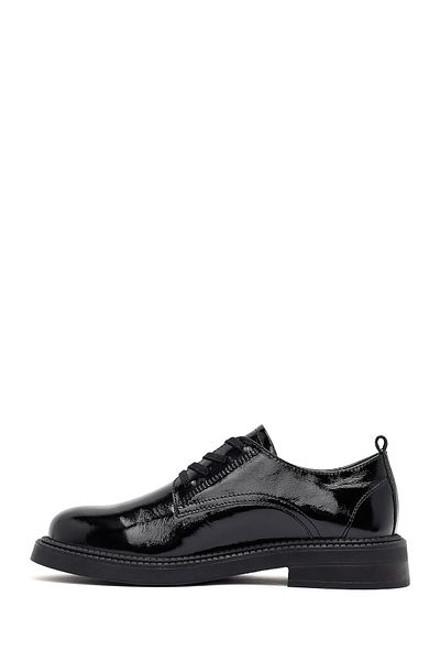 Derimod Women's Black Lace-Up Patent Leather Masculine Shoes 25Afd512416