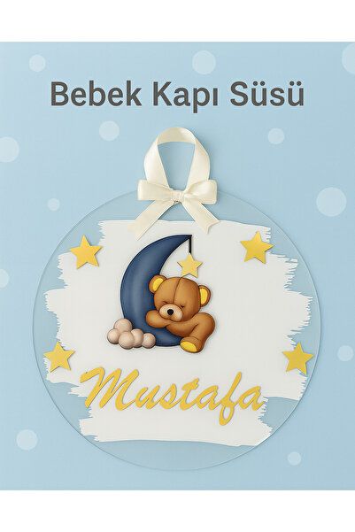 edoy Kişiye Özel Yeni Doğan Bebek Kapı Süsü – Ayıcık Temalı Bebek Kapı Süsü D...