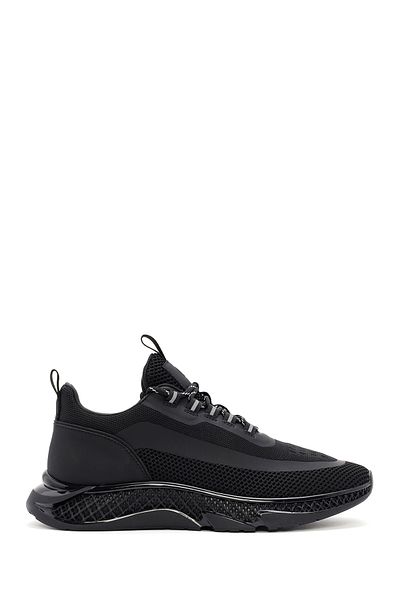 Derimod Zero Men's Black Thick Sole Lace-Up Fabric Sneaker 25Wfd69106F