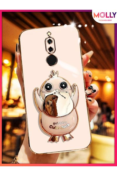 Molly Rose Cute Duck Stand Edge Luxury Silicone Case with Gold Detail for Huawei Mate 10 Lite