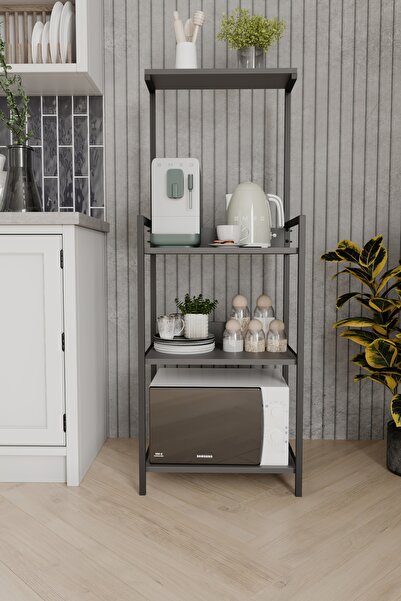 Remaks HEYBELİ Mutfak Standı Raflı Kahve Köşesi Mutfak Rafı Mutfak Bango-ANTRASİT