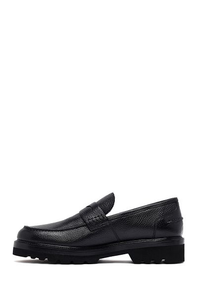 Derimod Men's Black Leather Casual Loafer 25Wfd7049Ft