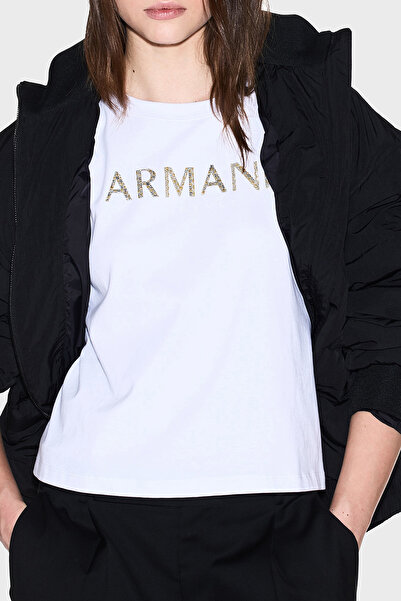 Armani Exchange 100% βαμβακερό μπλουζάκι με λογότυπο με λαιμόκοψη XW001364 AF15085