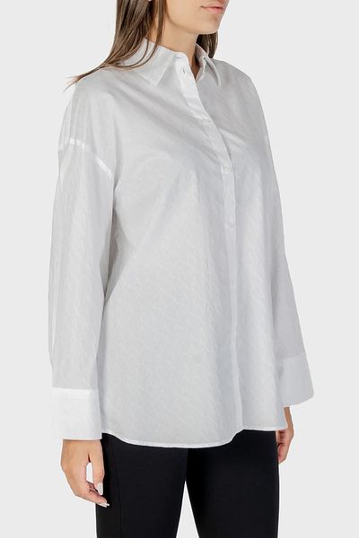Armani Exchange Jacquard Logo Printed Cotton Regular Fit Kent Collar Shirt Shirt Xw001424 Af16