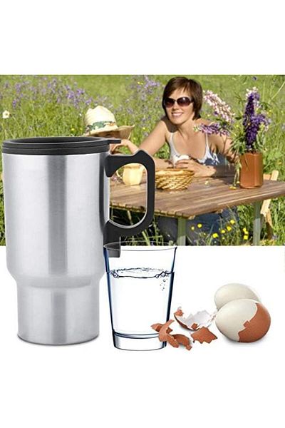 Generic Electric Travel Mug Stainless Steel for Heating Coffee Milk and Hot Water 12V 450ml
