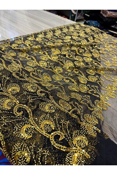 OsmanKumaşDantel Taş Boncuk İşlemeli Dantel ( 100cm x 150cm )