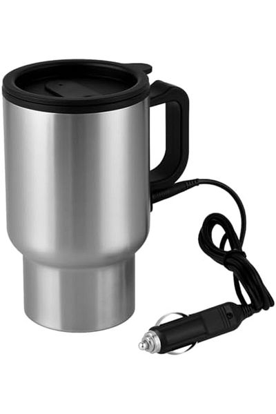Generic Car Heating Cup 12V by FITTO, 450ml Thermal Stainless Steel Coffee Mug