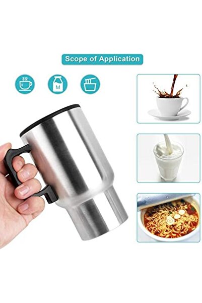 Generic Car Heating Cup, Stainless Steel Travel Heating Cup, Electric Heated Coffee Mug for Heating Water, C