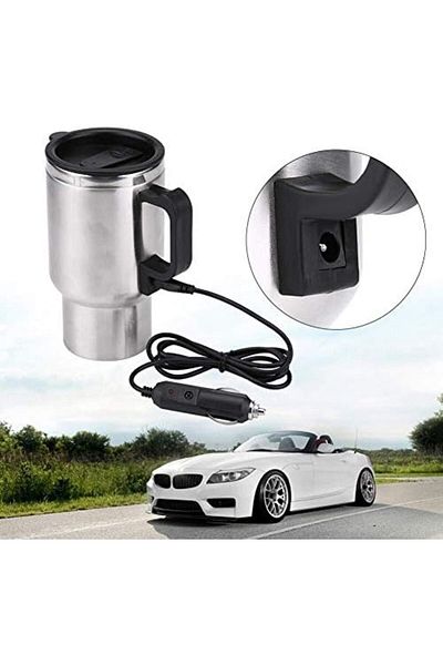 Generic Electric Car Kettle, 450ml, Stainless Steel Travel Cup with 12V DC Charger