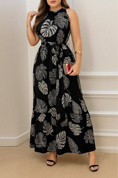 MODAVERA Women's Zero-Cock Lace-Up Belted Skirt Frilly Patterned Single Jersey Dress