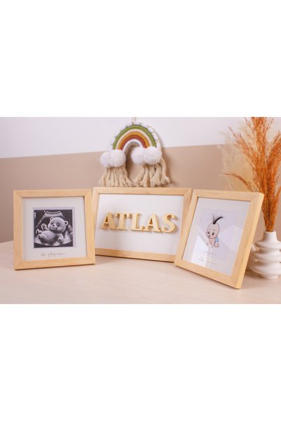 AVANGART ATÖLYE Wooden 3-Piece My First Photo / My First Hair / Name Board Set
