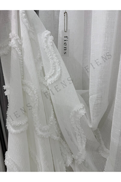 FİENS SULTAN KETEN PÜSKÜL SAÇAKLI AĞIR GRAMAJLI 1/3 Sık Pileli Tül Perde Ütüi...