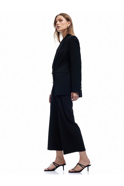 Koton Crepe Scuba Fabric Ribbed Detail Wide Leg Palazzo Pants