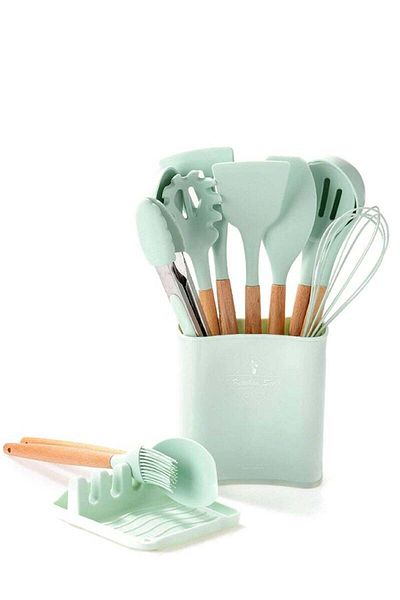 COOYA Kitchen Utensil Set,12-Piece Silicone Cooking Tools,Non-Slip Heat-Resistant