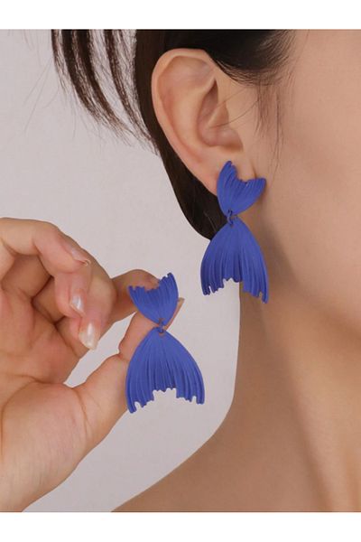 SYGGY Cercei Blue Fishtail, model coadă de pește, albastru