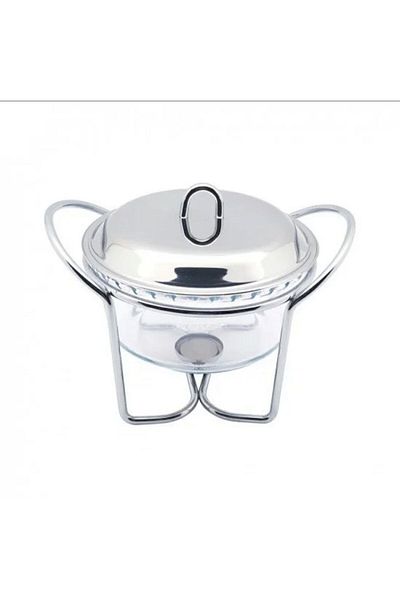 Ch 3L Glass Buffet Warmer - Stainless Steel Lid and Metal Stand