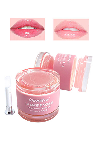 Immetee Lip Mask Scrub and Lip Brush, Hydrating Repairing Peeling Exfoliating Lip Treatment