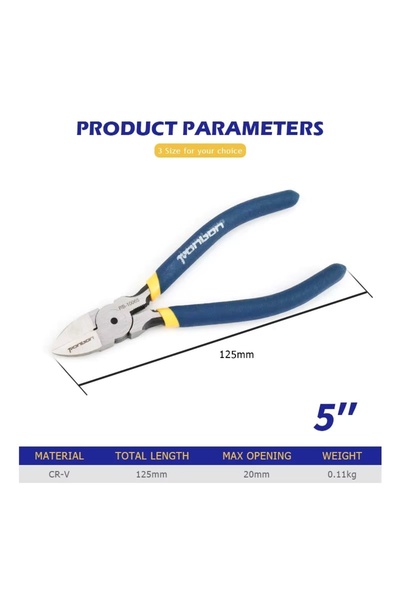 Choice1 كماشة قطع قطرية ٥ بوصات، أداة تجريد الأسلاك ٥/٦ بوصة، قاطع جانبي، كما...