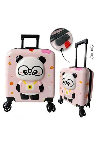 JollyMag Children's Pink Trolley, Bear Design, with Lock Function - WP 08