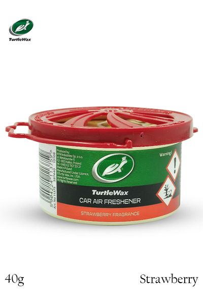 Turtle Wax Car Air Freshener –Strawberry Fragrance, Spill-Proof Can, 40g, For Dashboard & Cup Holder